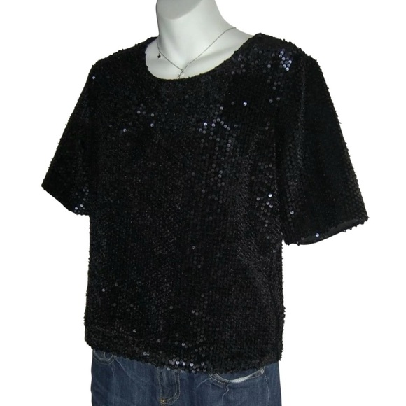 Ann Taylor Blouse Sequin Glam Art Deco Evening Party Shirt Business Work Preppy - Picture 3 of 9